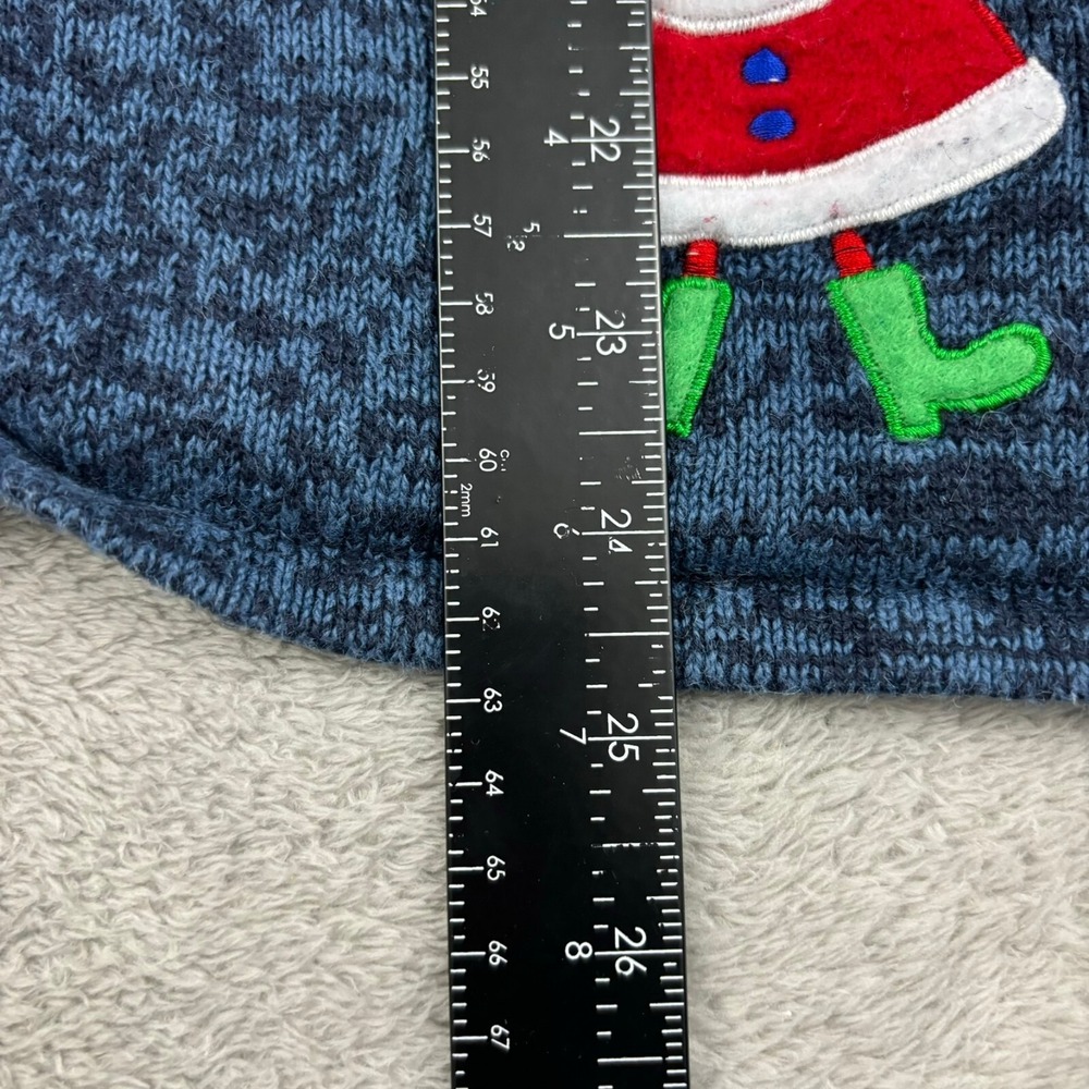 VTG Tiara International Christmas Santa Sweater Women L Blue Ramie Full Zip - Picture 11 of 16
